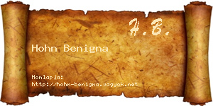 Hohn Benigna névjegykártya